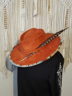 Hand Beaded Suede Hat